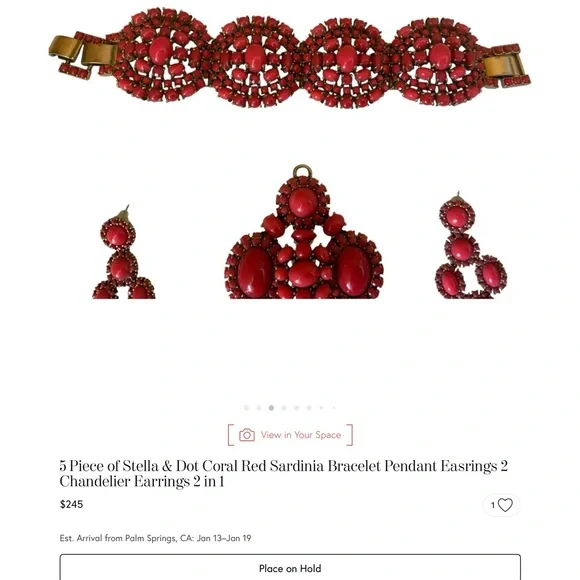 Stella & Dot Coral Red Bracelet Set